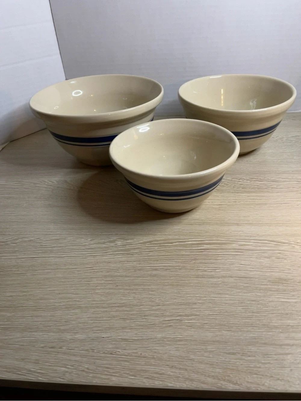 Mccoy Cream Ceramic Nesting Mixing Bowls - 3 Pc Set